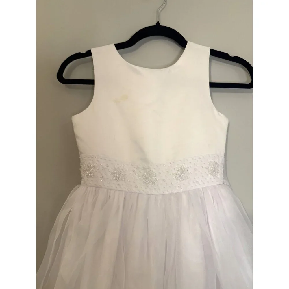 NWT Us Angels Girls White Sleeveless Beaded Cummerbund Dress Size 8 $160 [jb]